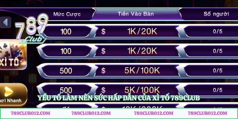 Yếu tố làm nên sức hấp dẫn của xì tố 789club